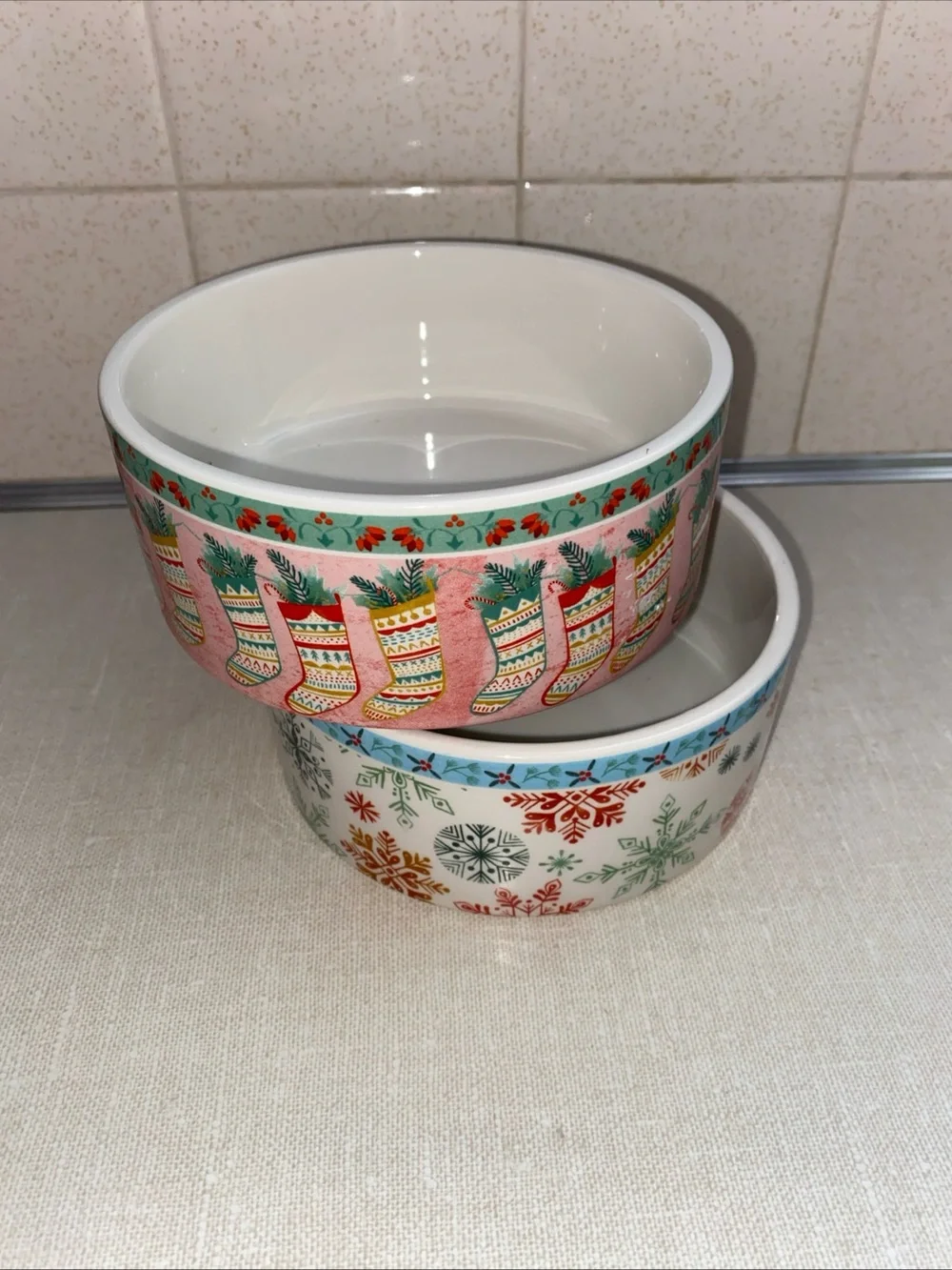 Fitz And Floyd Pet Dog Cat Bowls Set Christmas